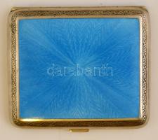 Ezüst szelence hibátlan kék zománcberakással. Jelzett, mesterjegyes, díszített. / Silver and enamel ...