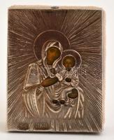 3 db orosz ezüst mini ikon. 84 zolotniki jelzéssel / 3 antique Russian mini icons. Hallmarked. 4x4,5...