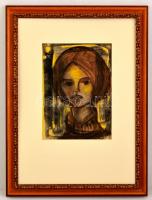 M.Tóth István (1922-2006): Gimnazista lány. Akvarell, papír, jelzett, keretben, 40×29 cm