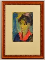 M.Tóth István (1922-2006): Hajnalka. Akvarell, papír, jelzett, üvegezett keretben, 40×29 cm