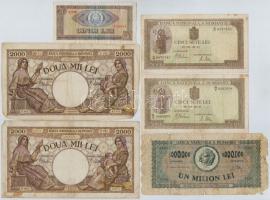 Románia 1941-1966. 6db-os vegyes bankjegy tétel T:III,III- Romania 1941-1966. 6pcs of various banknotes C:F,VG