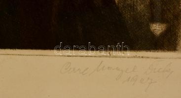 Carl Nagel Diek: Goethe. 1927. Rézkarc, papír. Jelzett.  27x32 cm Üvegezett keretben. / Etching sign...