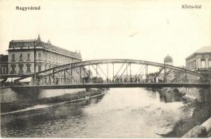 1913 Nagyvárad, Oradea; Körös híd, üzletek, zsinagóga / bridge across Raul Cris, shops, synagogue