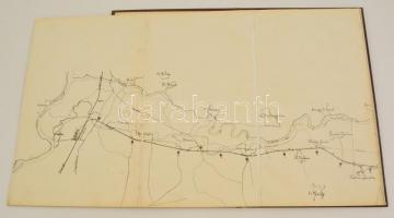 cca 1880 Első erdélyi vasút. A Piski-Petrozsényi szárnyvonal helyszínrajza. Nagyméretű, kihajtható t...