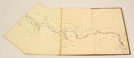 cca 1880 Első erdélyi vasút. A Piski-Petrozsényi szárnyvonal helyszínrajza. Nagyméretű, kihajtható t...