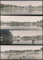 cca 1930-1940 Hévízi-tó, fürdőházzal, 4 db panorámafotó, 5x17 cm
