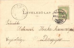 1902 Resica, Resita; Vasút utca, Népiskola, Erdészeti hivatal / Bahnhofgasse, Volksschule, Forstamt ...