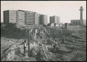 1953 Bp., Béke úti építkezés 3 db fotója, 12x17 cm