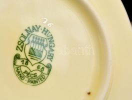Zsolnay kis tálka ( 6db), kézzel festett, jelzett, hibátlan, d:8 cm (6×)