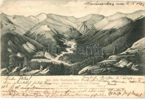 1903 Karánsebes, Caransebes; Alpengebiete, Alpe Gugu, Scarisiora, Morariu und Godeanu / mountain peaks (EK)
