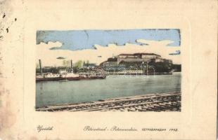 Újvidék, Novi Sad; Pollux oldalkerekes vontató gőzhajó Pétervárad vára előtt. W. L. Bp. 4226. Marijansky és Hohlfeld kiadása / Pollux towing steamship before Petrovaradin castle (sérült sarok / damaged corner)