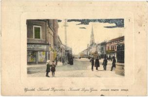 Újvidék, Novi Sad; Kossuth Lajos utca, üzletek. W. L. Bp. 4220. / street view, shops (EB)