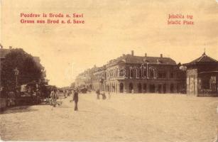 Bród, Brod na Savi, Slavonski Brod; Jelacica trg / Jelacic Platz / Jelasics tér, piaci árusok. W. L. 139. / square, market vendors (EK)
