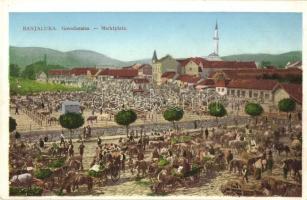 Banja Luka, Banjaluka; Marktplatz. Verlag v. Ladislav Wolf / market square, vendors, mosque. W. L. Bp. 1630. (EK)