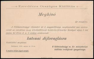 1896 Bp., Kitöltetlen meghívó a millenniumi kiállítás katonai díjlovaglására