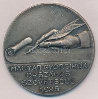 1943. Magyar Gyorsírók Országos Szövetsége / III. Díj fém díjérem BERÁN N. BPEST gyártói jelzéssel (42,5mm) T:2