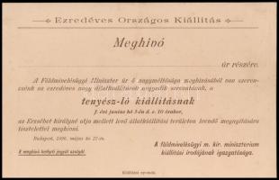 1896 Bp., Kitöltetlen meghívó a millenniumi kiállítás tenyészló kiállítására