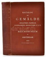 Katalog der Gemälde. Miniaturen, Pastelle, Eingerahmten Zeichnungen U.S.W. im Reichsmuseum zu Amsterdam. Amsterdam, 1920, Roeloffzen-Hübner & Van Santen. Fekete-fehér fotókkal, művészek szignóival, német nyelven Kiadói egészvászon-kötés, kis sérüléssel a gerincen, kissé foltos borítóval. / Linen-binding, with little bit spotty cover, and little bit damaged spine, in German language.