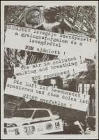 cca 1989 Budapest levegője szennyezett! környezetvédelmi plakát, WhiteFül, Élet! Alkotóközösség, BME Zöld Kör, Harmadik Part, 41,5x19,5 cm
