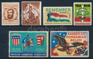 1960-1990 6 klf amerikai-magyar levélzáró