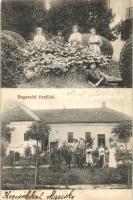 Bagamér, Tisztilak, kúria, villa, családi csoportkép a kertben (EK)