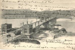 1905 Budapest XIII. Margit híd, villamos. Divald Károly 416.