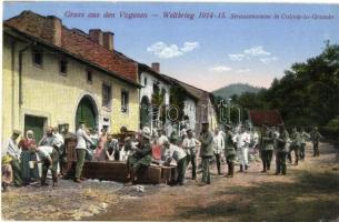Colroy-la-Grande (Vosges, Vogesen); Weltkireg, Strassenscene / WWI K.u.K. military, soldiers + military stamp on the backside (EK)