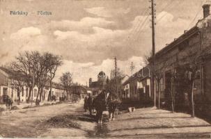 Párkány, Stúrovó, Gockern; Fő utca, háttérben az esztergomi Bazilika, lovaskocsik, üzlet / main street, horse carts, shop, Basilica in the background (EK)