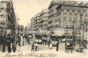 1905 Marseille, La Rue Noailles / street view with trams, bazaars, shops