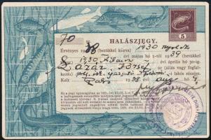 1938 Halászjegy és halászatra jogosító igazolvány dunaföldvári iskolaigazgató részére, paksi kiállít...