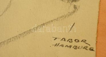 Tábor jelzéssel: Hírességek portréi, 4 db. Ceruza, papír, jelzett, 26×19 cm