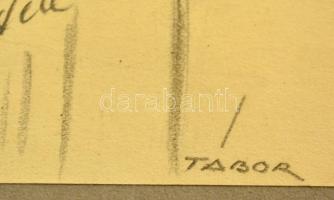 Tábor jelzéssel: Hírességek portréi, 4 db. Ceruza, papír, jelzett, 26×19 cm