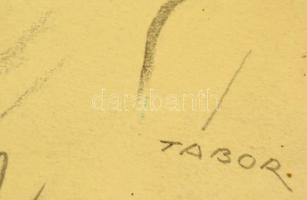 Tábor jelzéssel: Hírességek portréi, 4 db. Ceruza, papír, jelzett, 26×19 cm