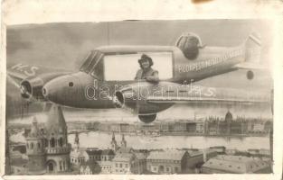 1938 Budapest, Nemzetközi Vásár, repülőgépes montázslap. photo