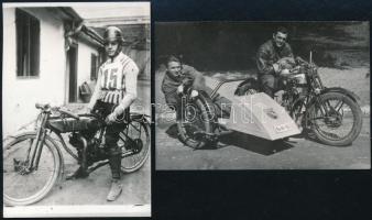 cca 1924-1931 Motorversenyek, motorversenyzők (versenyen, motorral, temetésen), Kesjár, Lukavecz, Za...