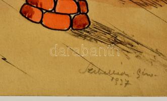 Szebellédi Géza (?-?): Felix táncol 1937. Akvarell-tus, papír, jelzett, 21×29 cm