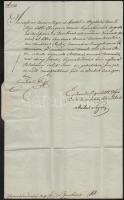 1832 Vöröskői gróf Pálffy Fidél (1788-1864) tárnokmester, főkancellár, árva megyei főispán saját kézzel aláírt levele hivatalos ügyben, papírfelzetes viaszpecséttel és Nyéki Miklós aláírásával