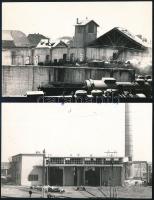 cca 1960-1970 Pécs, MÁV fűtőházának építése, 2 db feliratozott, pecséttel jelzett fotó, 9×14 cm