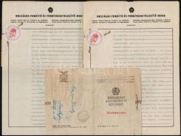 1885-1957 3 db egyházi anyakönyvi kivonat igazolása későbbi illetékbélyegekkel