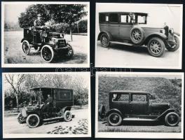cca 1902-1927 Régi autók, 4 db fotó, későbbi előhívások, 12×9 cm