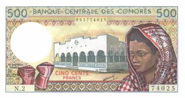 Comores Szigetek 1986. 500Fr(normál) T:I