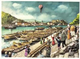 Budapest - 10 db modern használatlan művészlap Bánfalvy Ákos szignóval / 10 modern unused art postca...