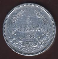 Bulgária 1885. 5L Ag T:3+/3