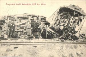 1907 Április 12.; Kiskundorozsma, Dorozsma, vasúti katasztrófa. Grünwald Herman kiadása / railway disaster