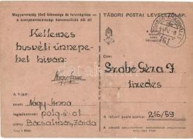 1943 Kellemes húsvéti ünnepeket kíván Nagy Anna IV. osztályos tanuló Szabó Géza tizedes részére. Táb...