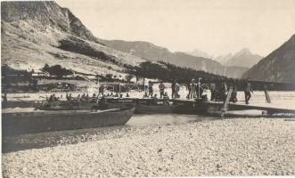Osztrák-magyar katonák hajóhíd készítés közben egy hegyi folyónál / WWI K.u.k. military, making a pontoon bridge. photo