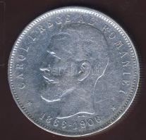 Románia 1906. 5L Ag "Jubileum" T:3+