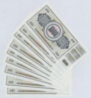 Jugoszlávia 1978. 1000D (9x) sorszámkövetők, valamint mindegyiken nyomdahiba "GUVERNE" T:I...