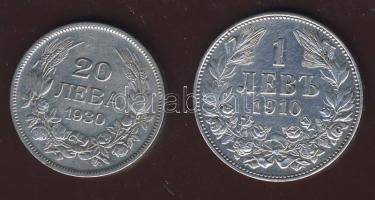 Bulgária 1910. 1L Ag + 1930. 20L Ag T:2-/3+