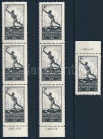 Ausztria 1912 7 db olimpiai levélzáró: 2 db hármascsík + 1 ívszéli bélyeg